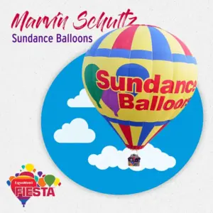 Colorful hot air balloon labeled