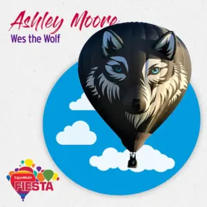 A wolf-themed hot air balloon,