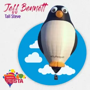 A large penguin-shaped hot air balloon with