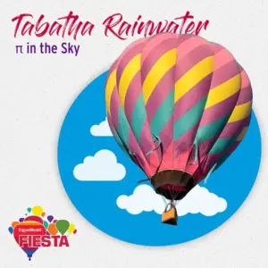 A colorful hot air balloon floats against a backdrop of clouds. Text includes