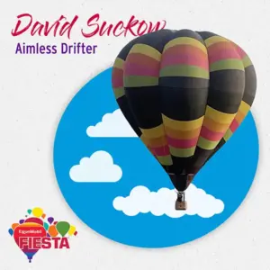 A colorful hot air balloon ascends against a sky backdrop. Text reads