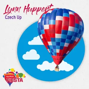 A colorful hot air balloon floats above a blue sky with clouds. The text highlights