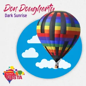 A vibrant, multicolored hot air balloon titled