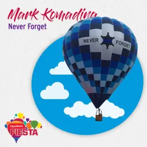 A blue checkered hot air balloon with