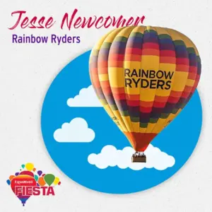 Colorful hot air balloon labeled