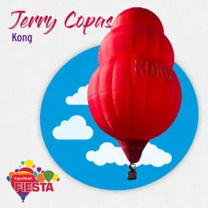 A vibrant red hot air balloon labeled