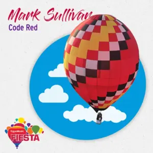 A colorful hot air balloon hovers against a sky backdrop, promoting the