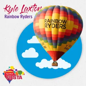 A colorful hot air balloon labeled