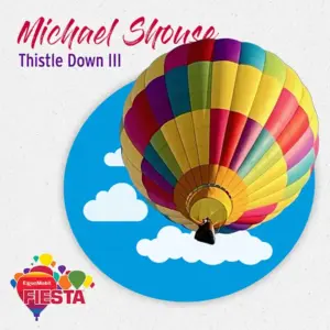 A colorful hot air balloon floats against a blue sky. Text reads