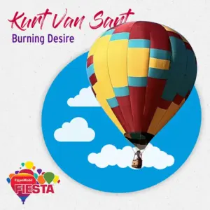 Colorful hot air balloon floats against cloudy sky graphic; text reads