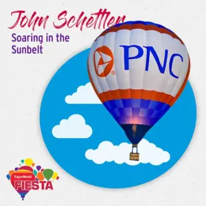 A colorful hot air balloon labeled