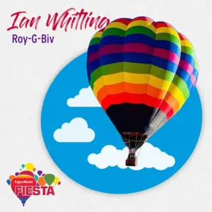 A colorful hot air balloon, labeled