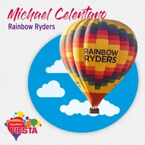 Colorful hot air balloon labeled