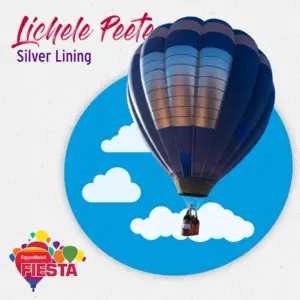 A blue hot air balloon with a basket, labeled