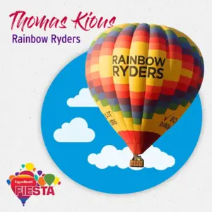 Colorful hot air balloon labeled