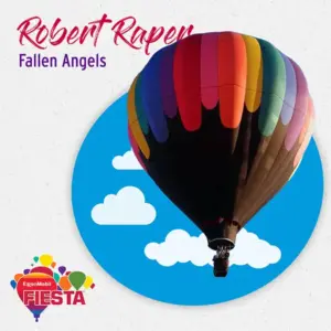 Colorful hot air balloon with a blue sky and clouds illustration, featuring text: