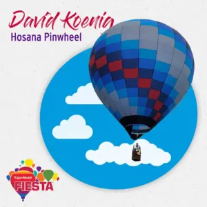 A colorful hot air balloon floats against cartoon clouds, labeled