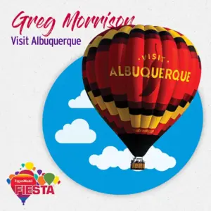 A vibrant hot air balloon labeled